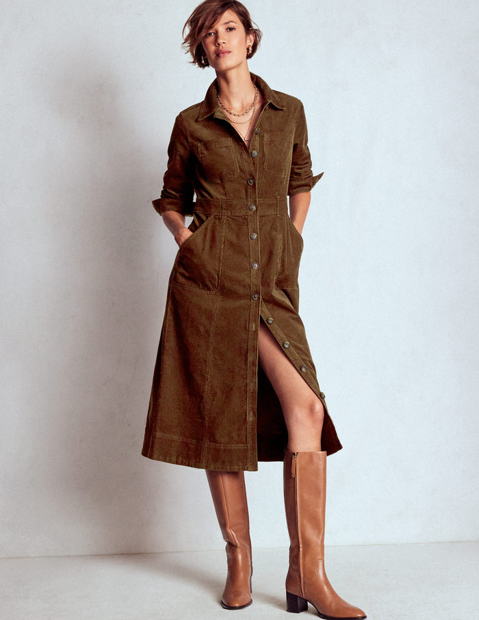 Amanda Cord Midi Dress Raw Umber