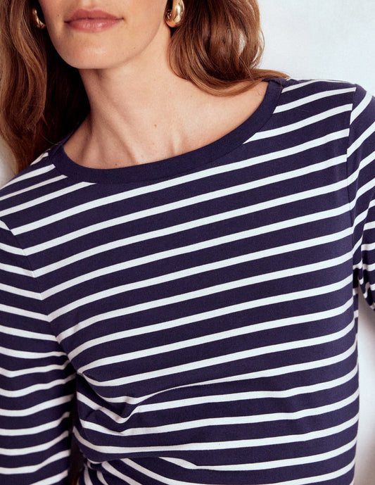 Olivia Long Sleeve Breton Navy, Ivory