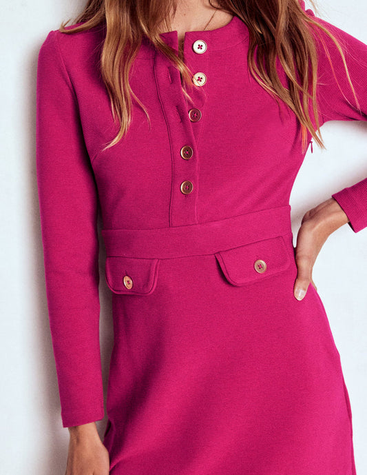 Lavinia Button Shift Dress Vibrant Pink