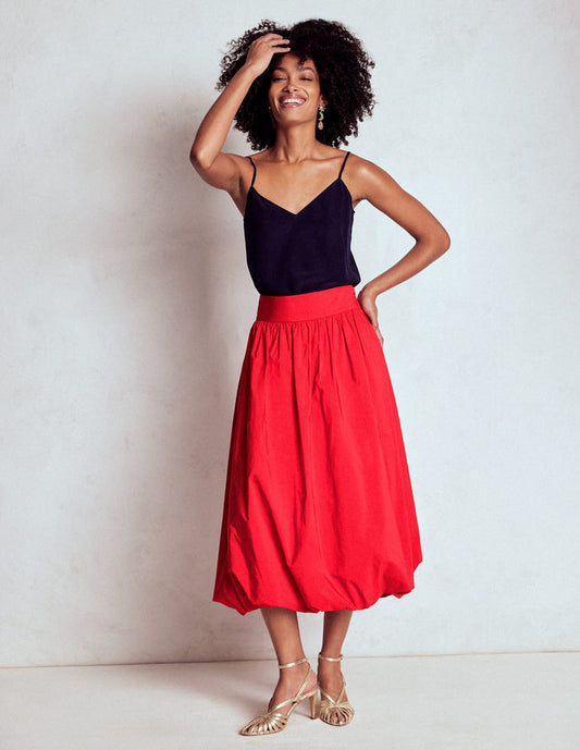 Bubble Hem Midi Skirt Poppy Red