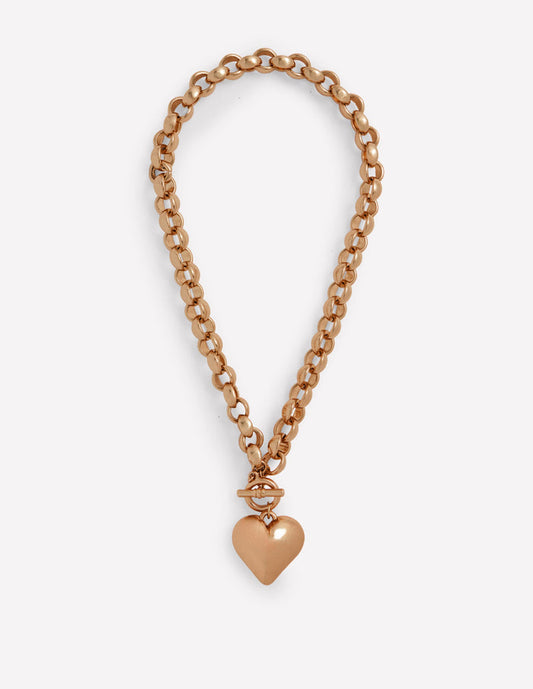 Chunky Heart Necklace Gold Colour