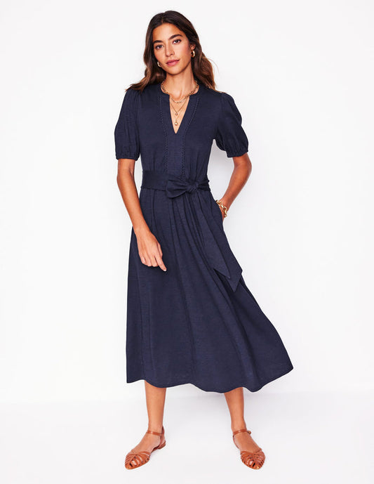 Sofia Trim Jersey Midi Dress Navy