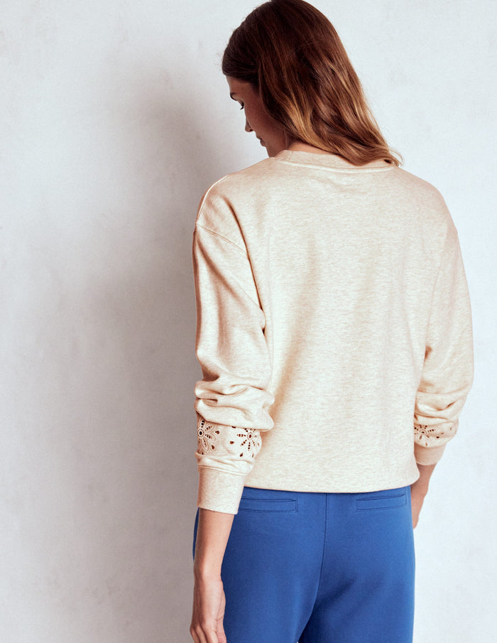 Emi Cutwork Sweatshirt Oatmeal Marl