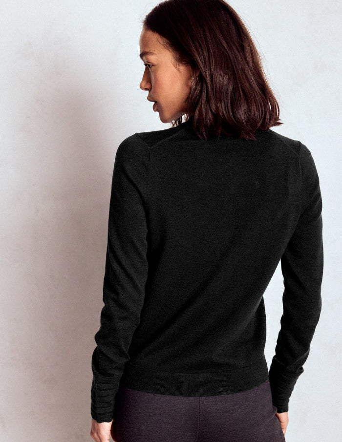 Angela Cotton Scallop Sweater Black