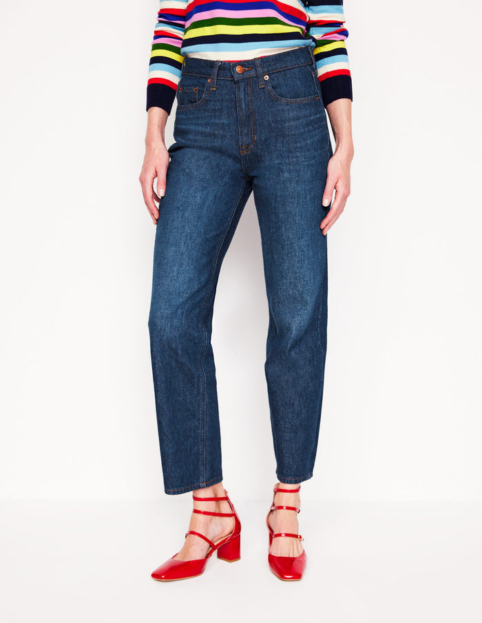 High Rise Rigid Straight Jeans Indigo Rinse