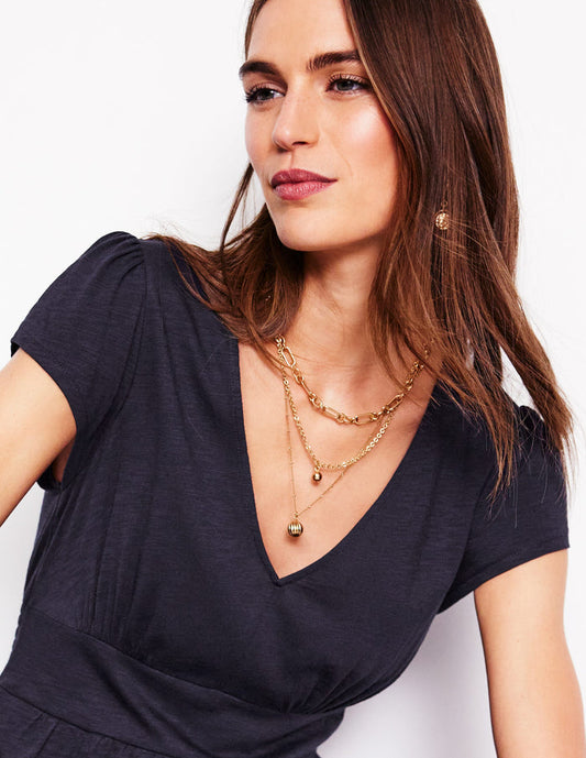 Eloise Tiered Jersey Dress Navy