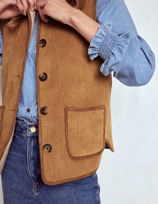 Clerkenwell Reversible Gilet Hazelnut Brown, Natural