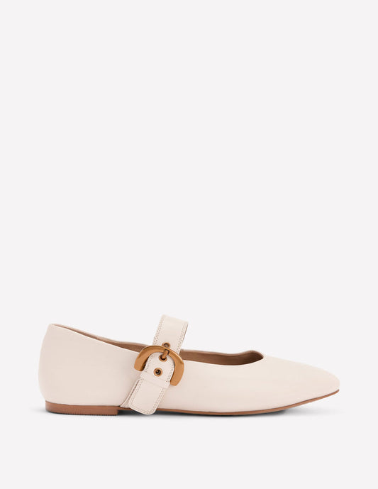 Kylie Flat Buckle Mary Jane Ecru