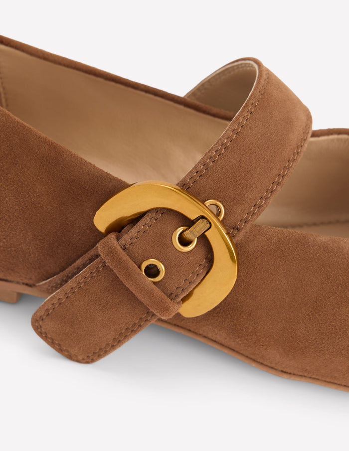 Kylie Flat Buckle Mary Jane Raw Umber