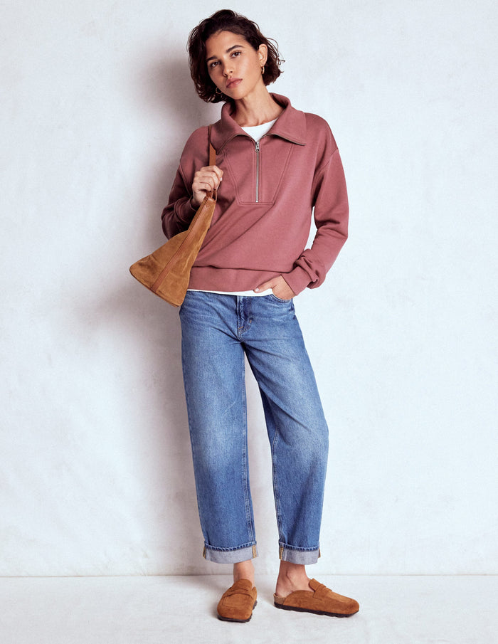 Panelled Half-zip Sweatshirt Blushing Rose