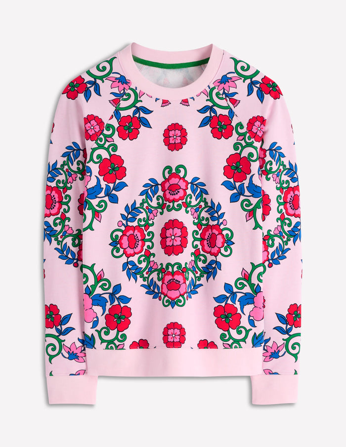 Rosa Printed Sweatshirt Pink, Ornamental Lattice