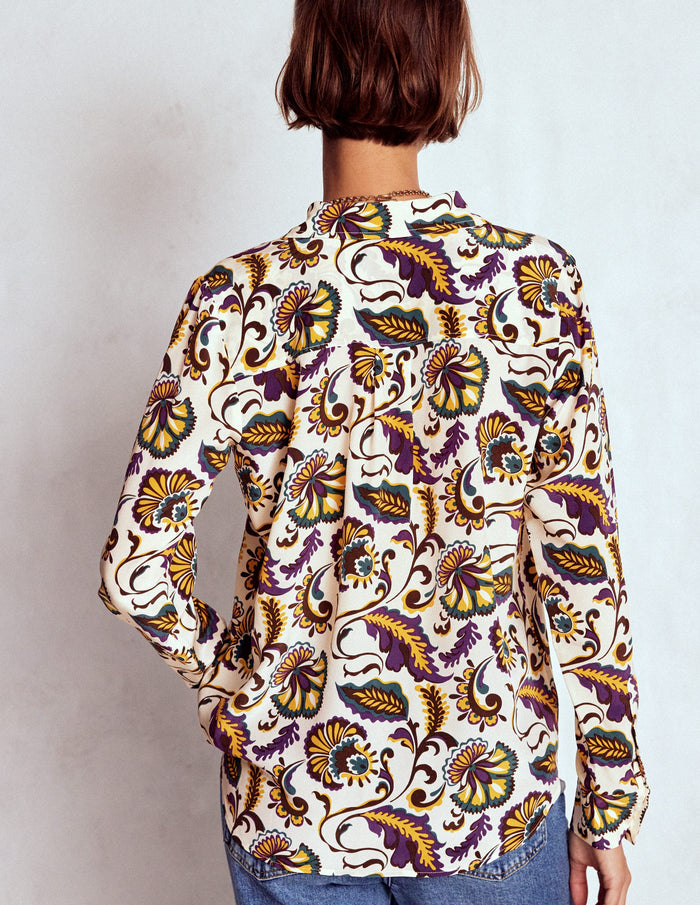 Sienna Silk Shirt Multi, Ornate Meadow