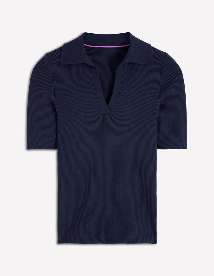 Rib Henley Top Navy