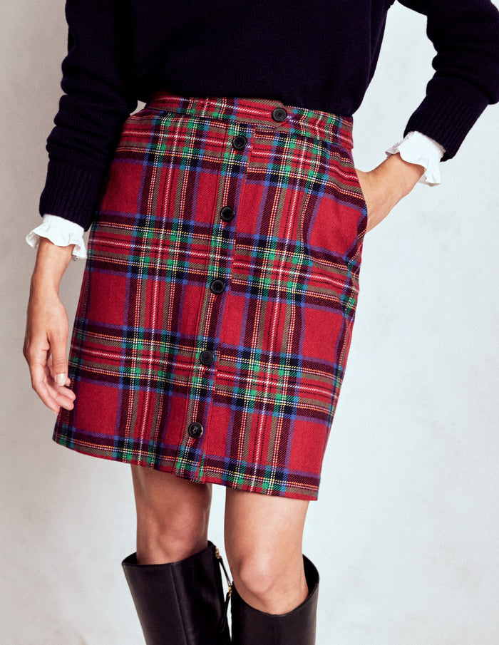 Cecelia Wool Skirt Red, Blue and Green Check