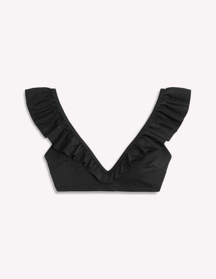 Evia Ruffle Bikini Top Black