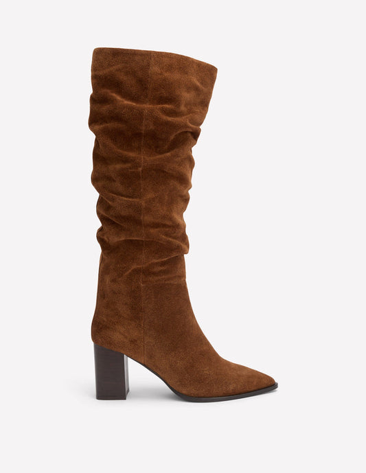 Vera Block Heel Point Boots Tan