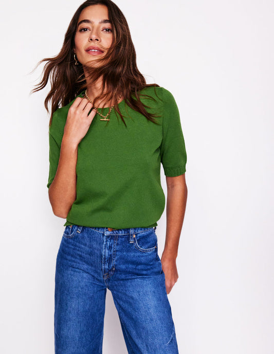 Emilia Cotton Crew T-shirt Promenade Green