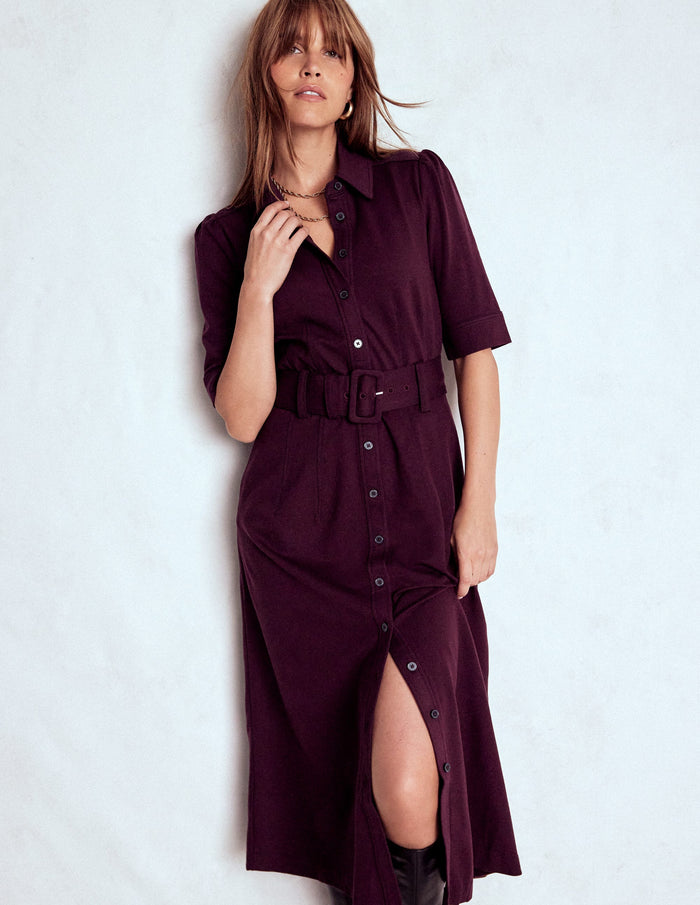 Anita Ponte Shirt Dress Dark Cherry