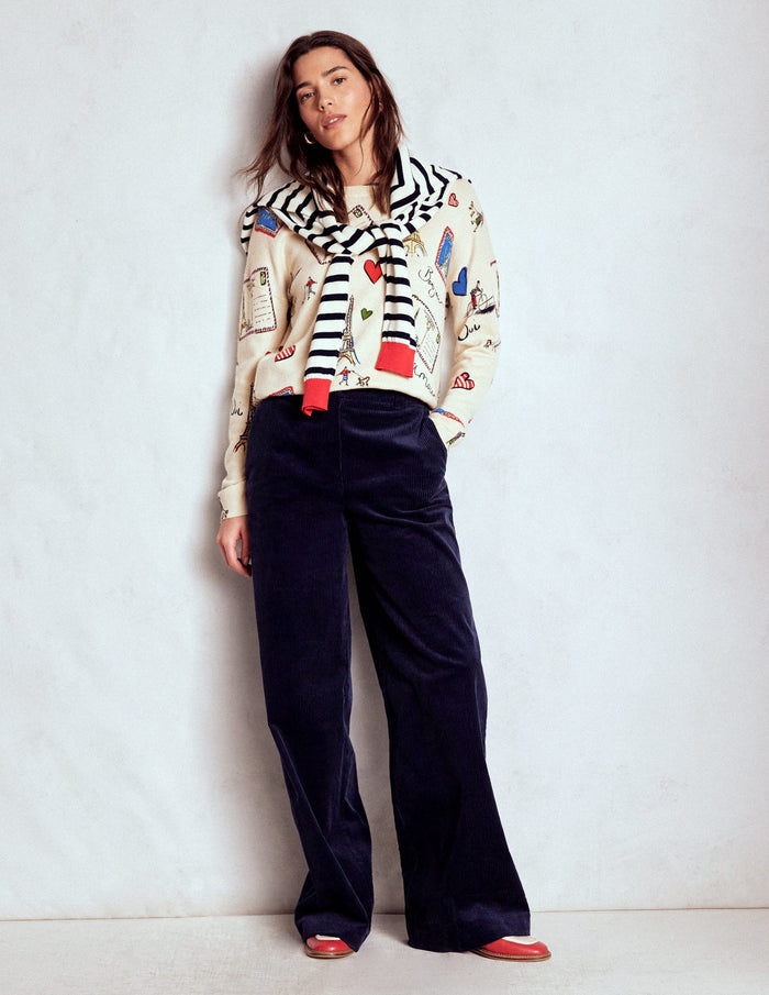 Natasha Novelty Sweater Ivory, Postcard from Paris