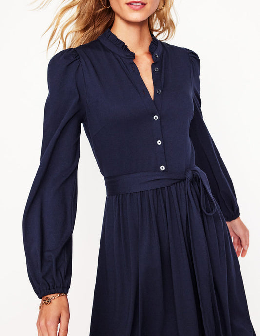 Willow Frill Short Shirt Dress Navy