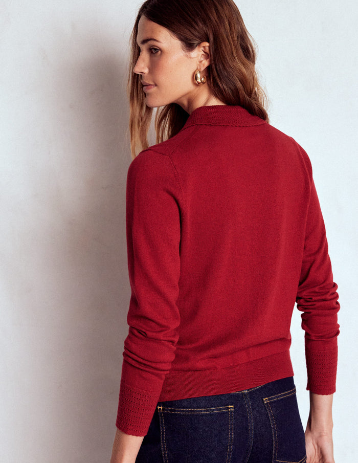 Briony Stitch Cardigan Red Liquorice
