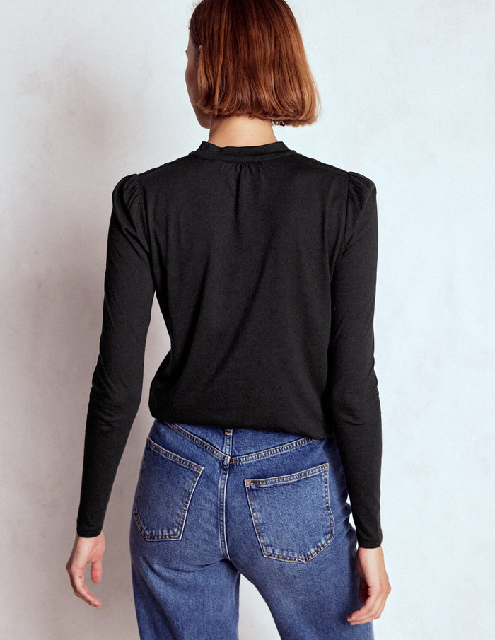 Tie Neck Supersoft Top Black