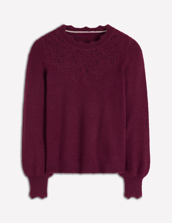 Fluffy Embroidered Sweater Deep Wisteria
