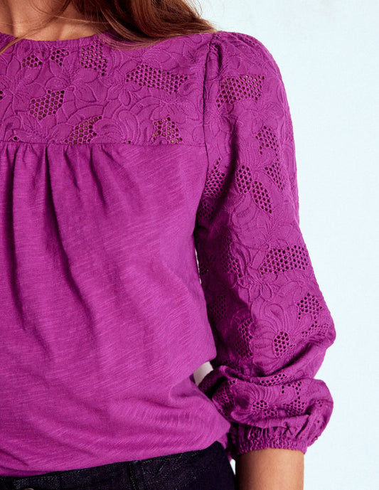 May Broderie Top Regal Purple
