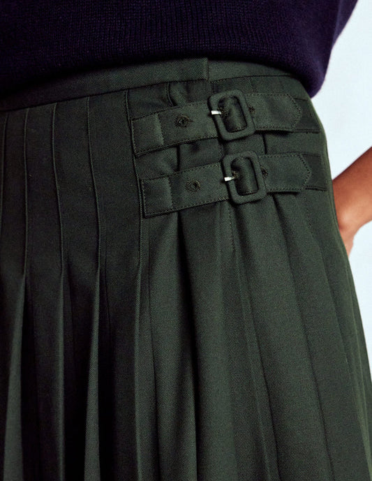 Josephine Kilt Midi Skirt Hunter Green
