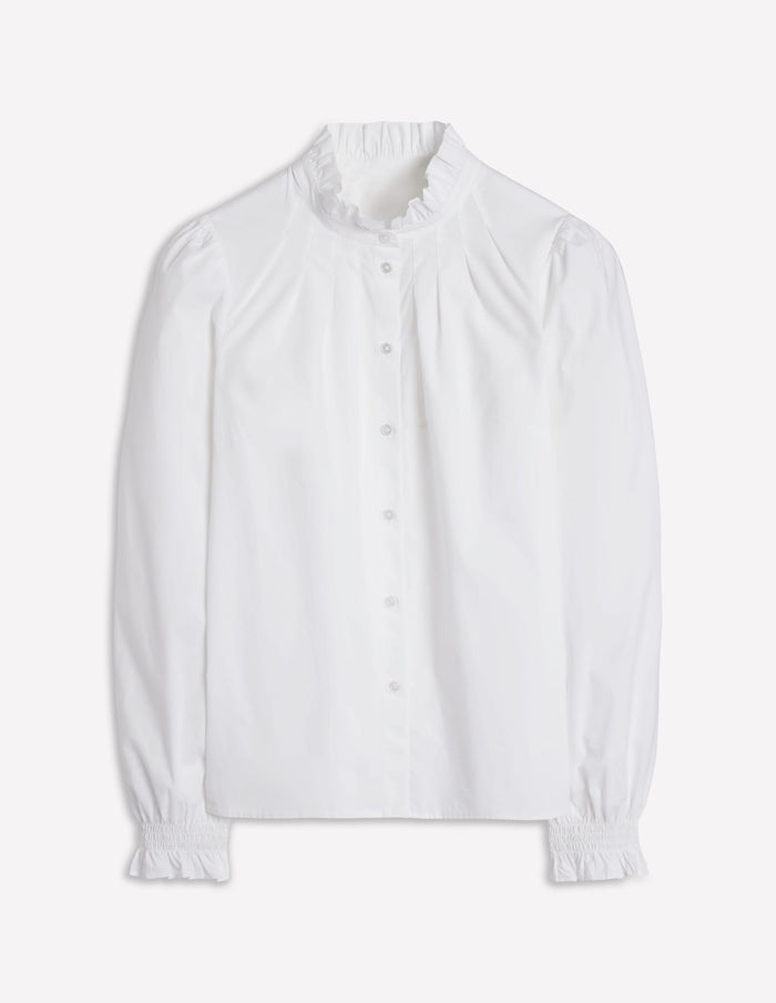 Lorna Pleated Cotton Top White