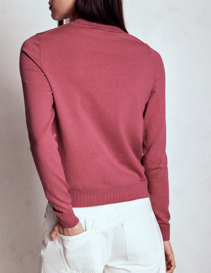 Emilia Cotton Crew Sweater Pink Heather