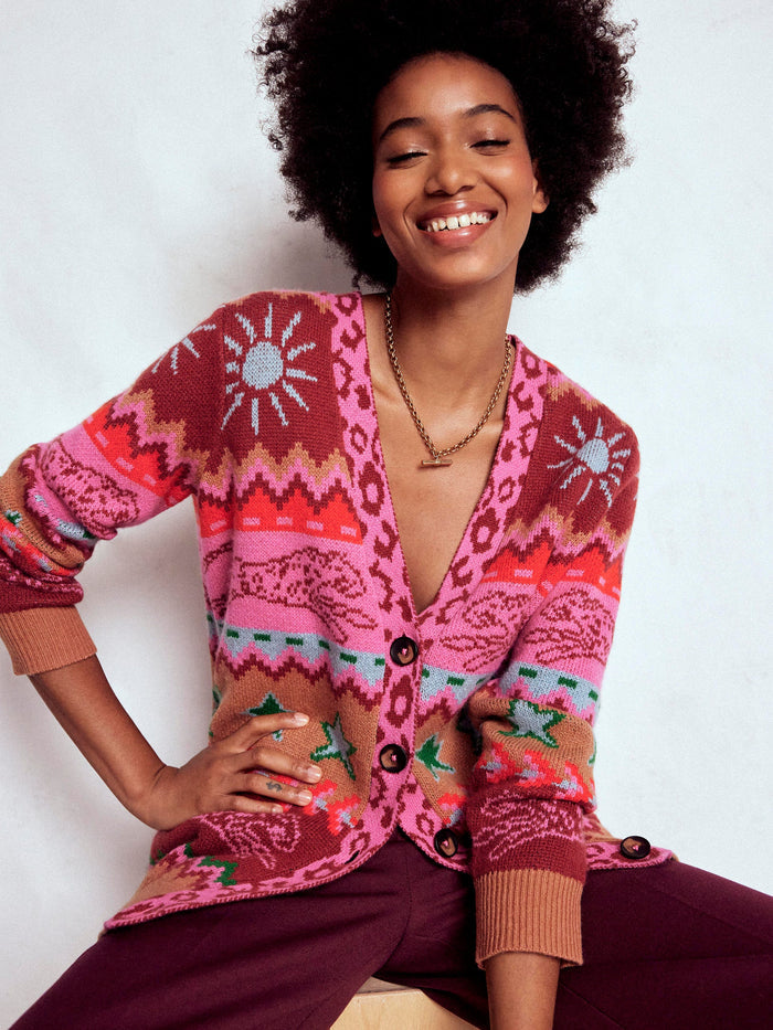 Quinn Boyfriend Cardigan Camel, Cheetahs