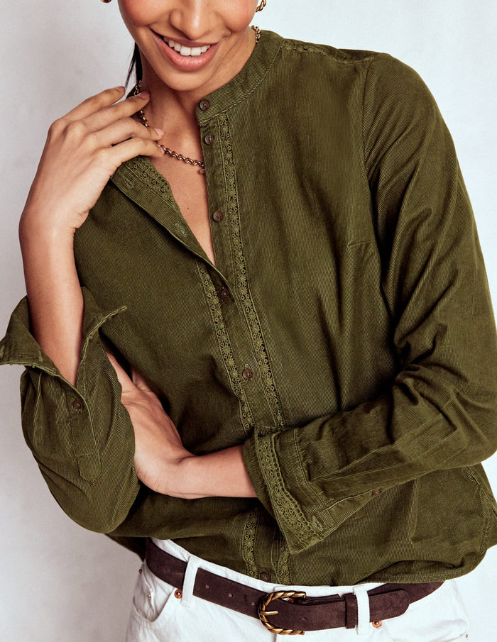 Victoria Cord Shirt Woodland Green