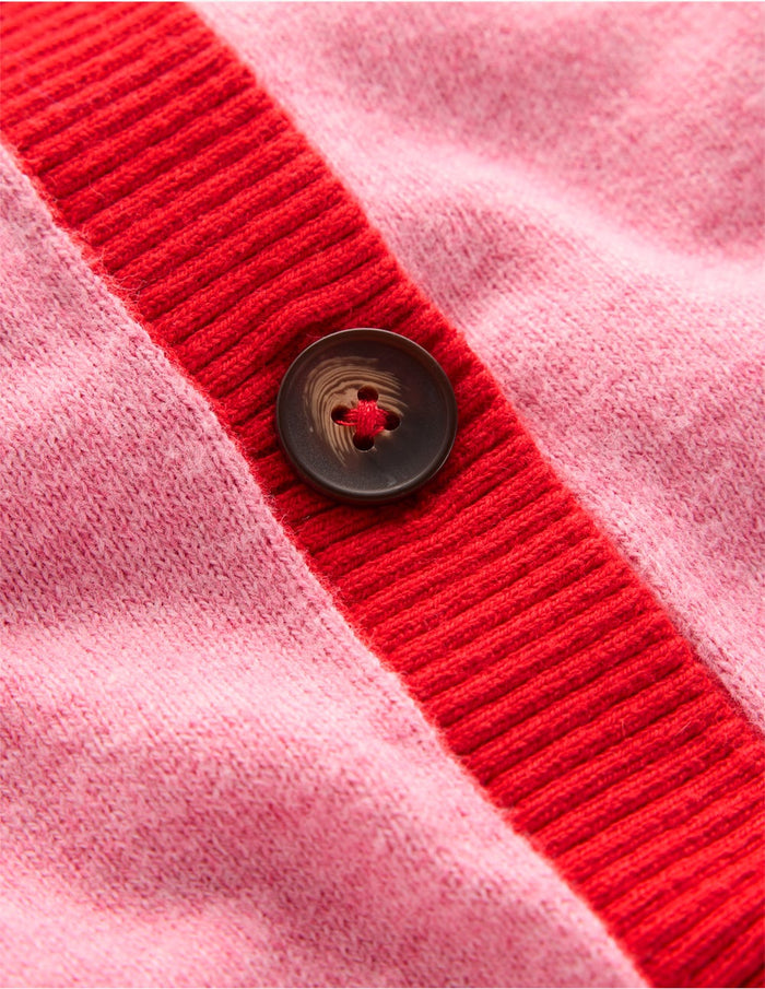 Meg Raglan Sleeve Cardigan Camel, Pink Colour Block