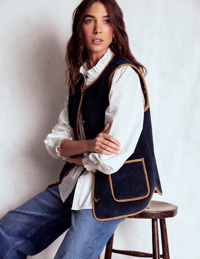 Clerkenwell Reversible Gilet Navy, Leopard