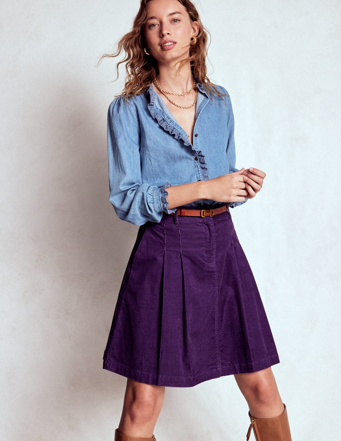 Pleated Cord Skirt Mystical Purple