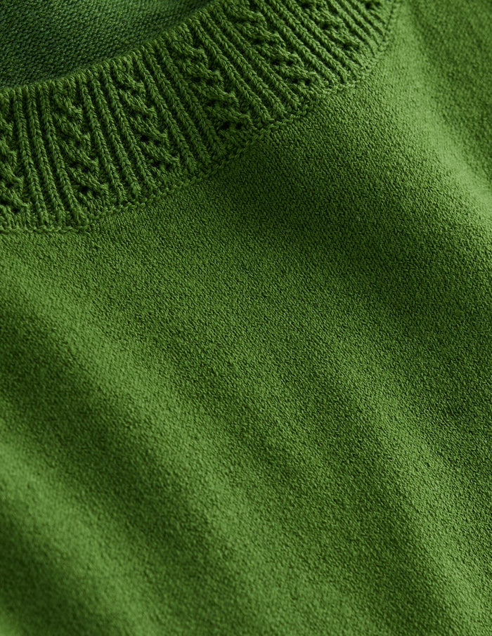 Emilia Cotton Crew Sweater Promenade Green