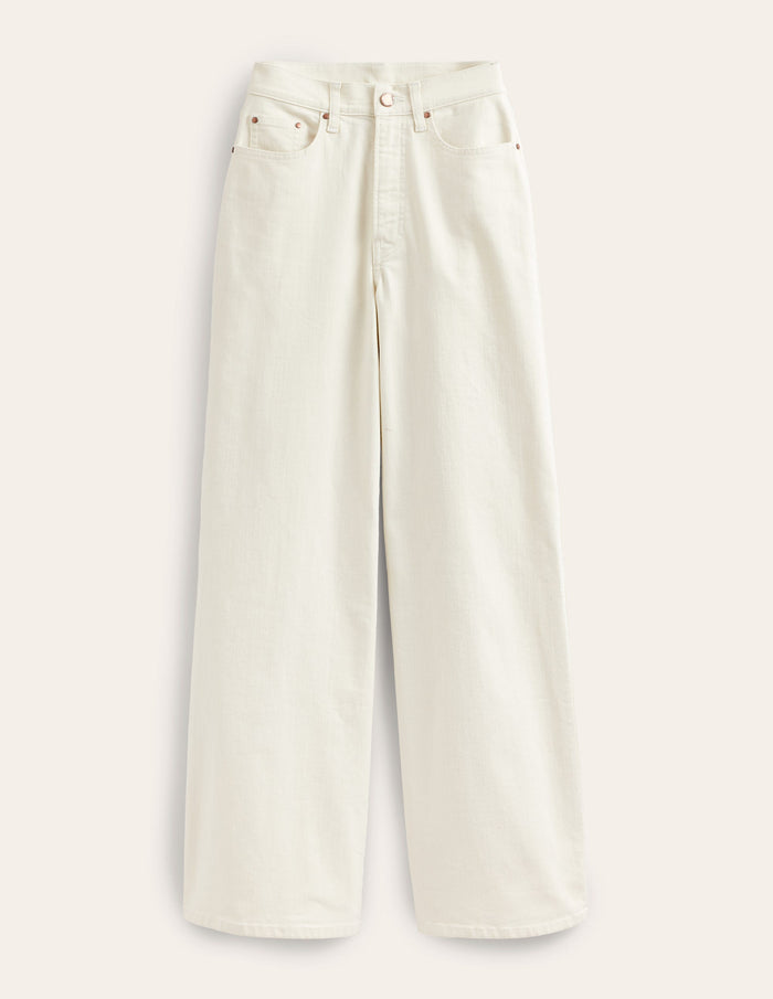 High Rise Wide Leg Jeans Ecru
