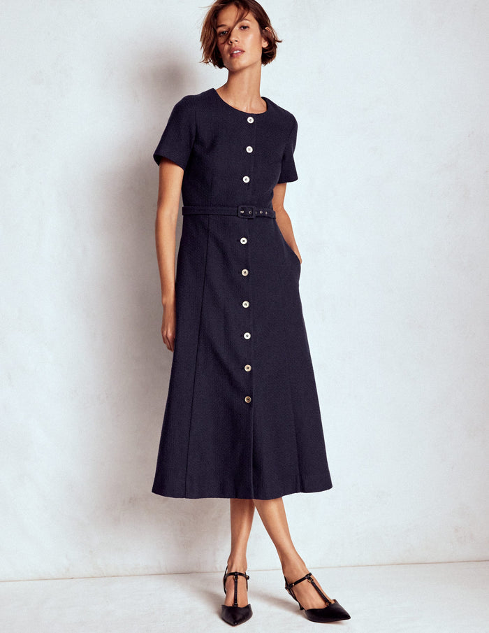 Charlotte Cotton Midi Dress Navy