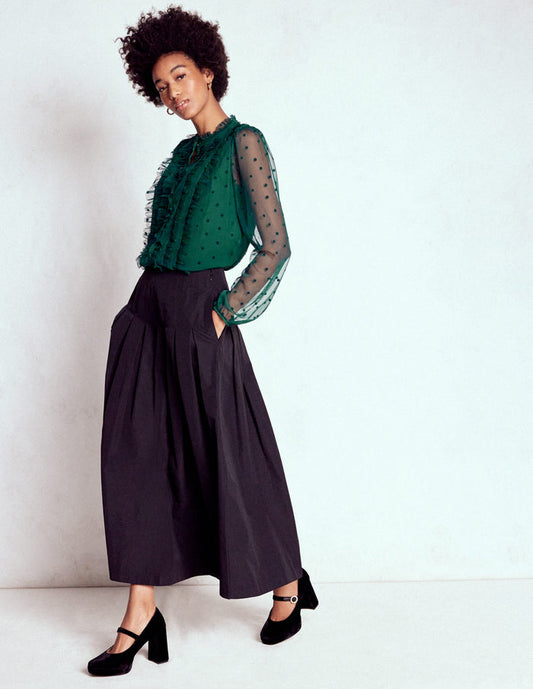 Frilled Tulle Blouse Emerald Night