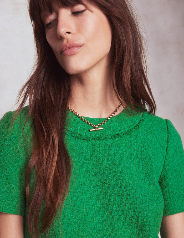 Evita Cotton Shift Dress Rich Emerald