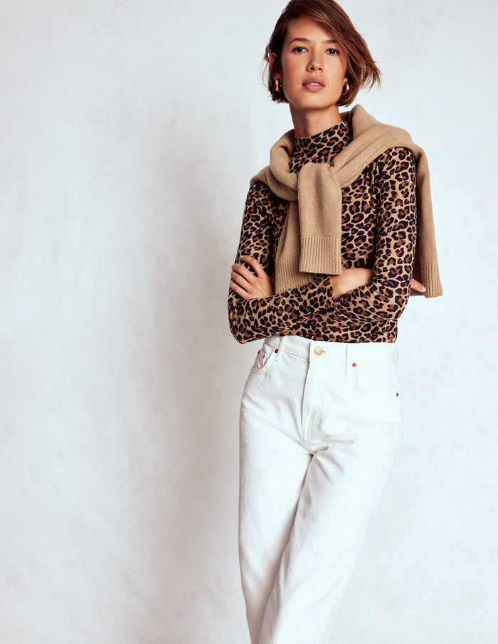Puff Shoulder Jersey Top Multi, Cheetah Pop
