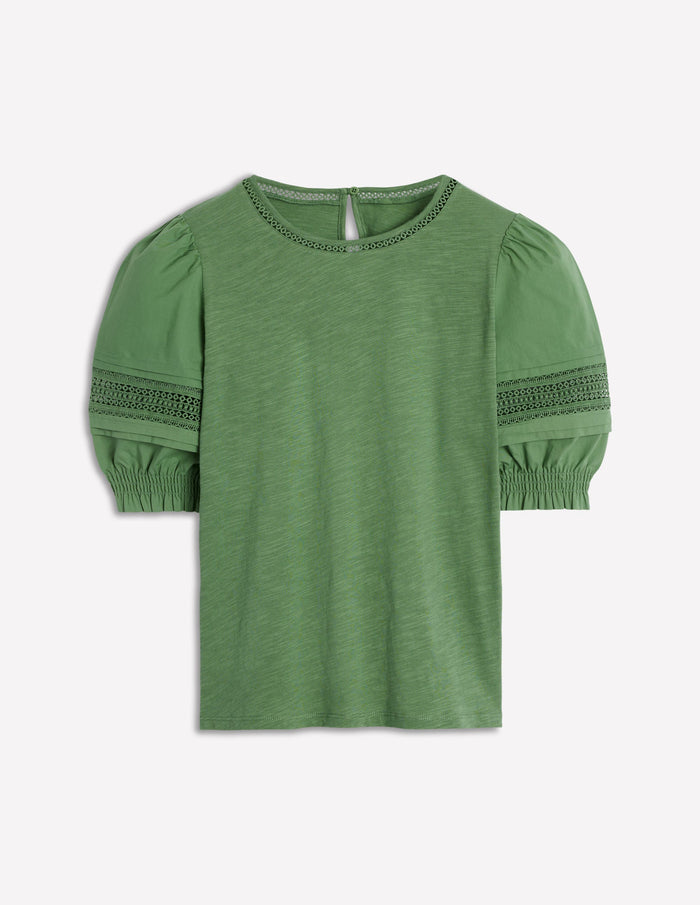 Lottie Puff Sleeve Top Newt Green