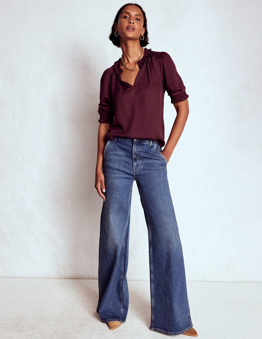 Ria Short Sleeve Top Dark Cherry