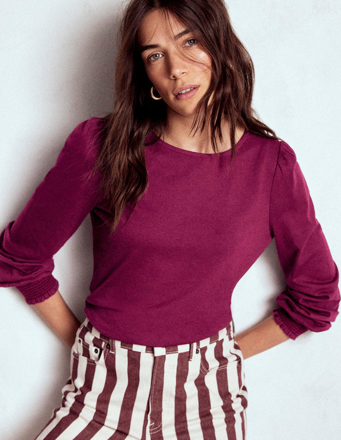 Smocked Cuff Supersoft Top Deep Wisteria