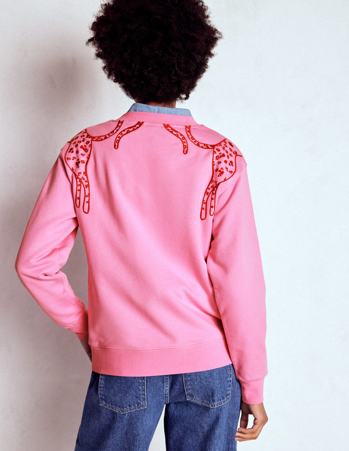 Emi Embroidered Sweatshirt Leopard Embroidery