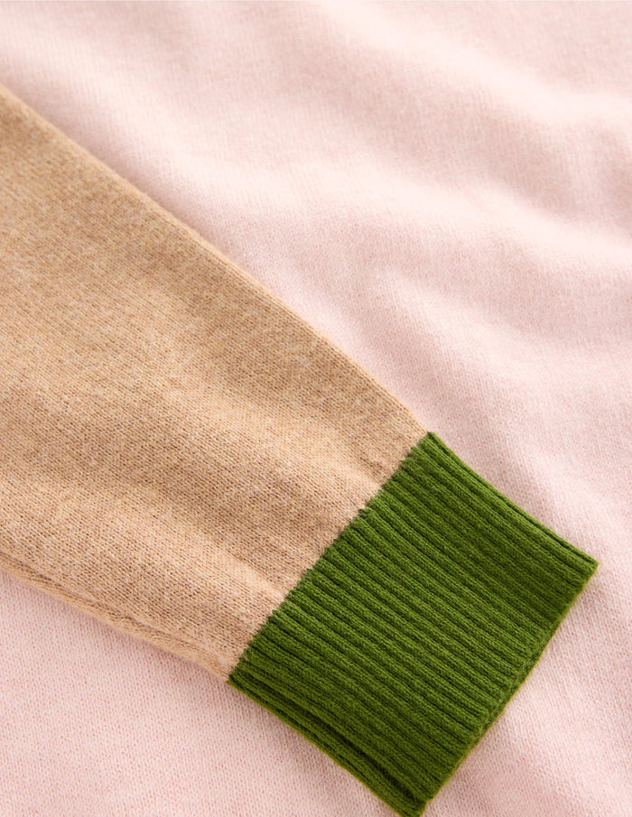 Meg Saddle Sleeve Sweater Pink, Green Colour Block
