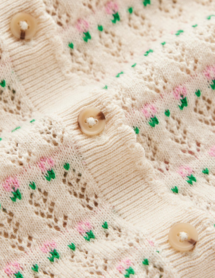 Dot Pointelle Cardigan Pretty Floral Fair Isle