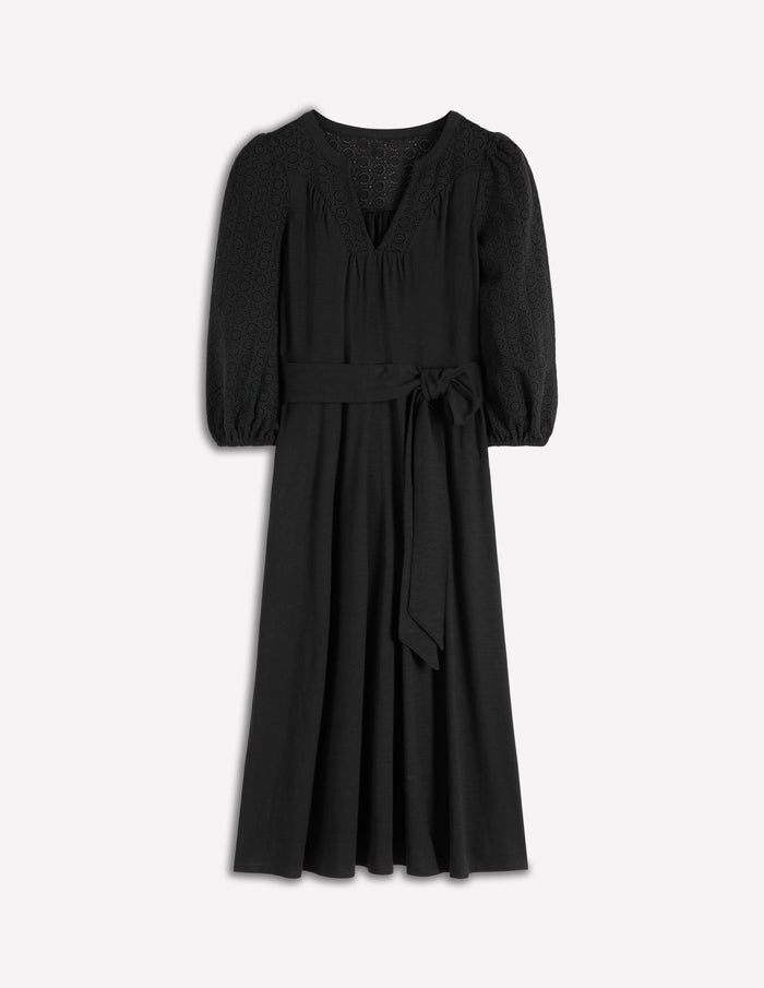 Eden Broderie Jersey Dress Black