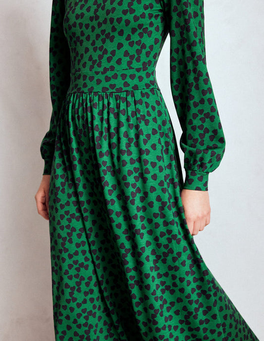 Alexandra Jersey Midi Dress French Navy, Heart Cascade